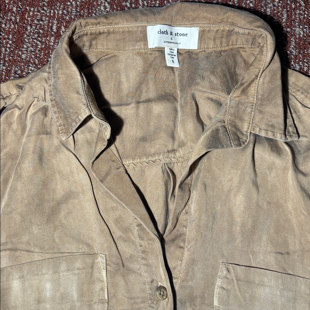 Cloth & Stone for Anthropologie brown/coral dip dye loose fit long sleeve blouse - Picture 7 of 14